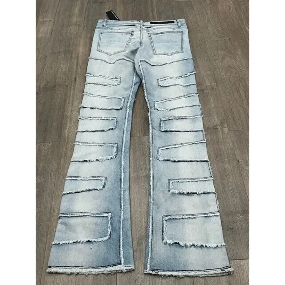 Rockstar Original Mens Stacked Flare Denim‎ Jeans Shake Blue 32 NWT Streetwear